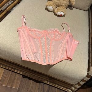 Lace Bustier Corset Top in Pink